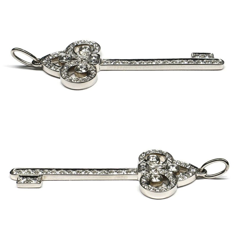 Tiffany & Co Fleur De Lis Key Pendant Pt950 Diamond Jewelry Women