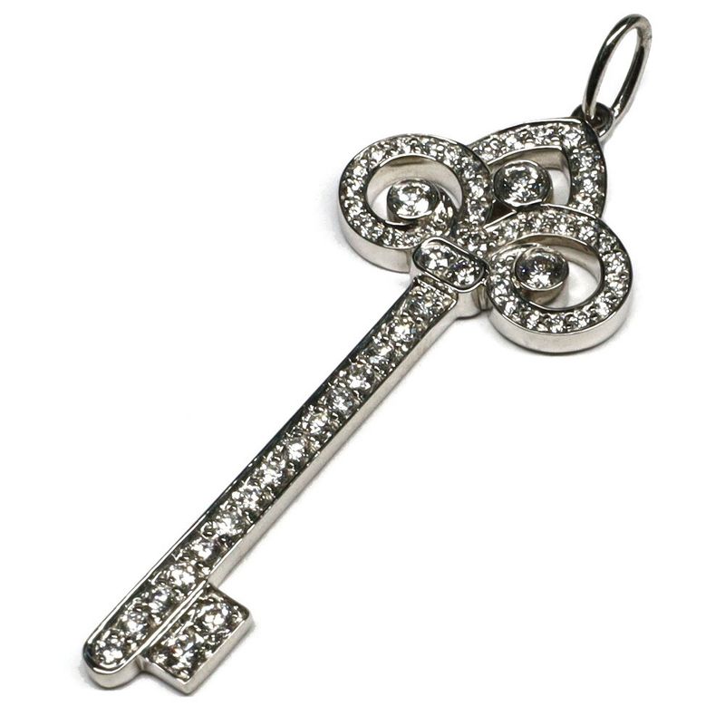 Tiffany & Co Fleur De Lis Key Pendant Pt950 Diamond Jewelry Women