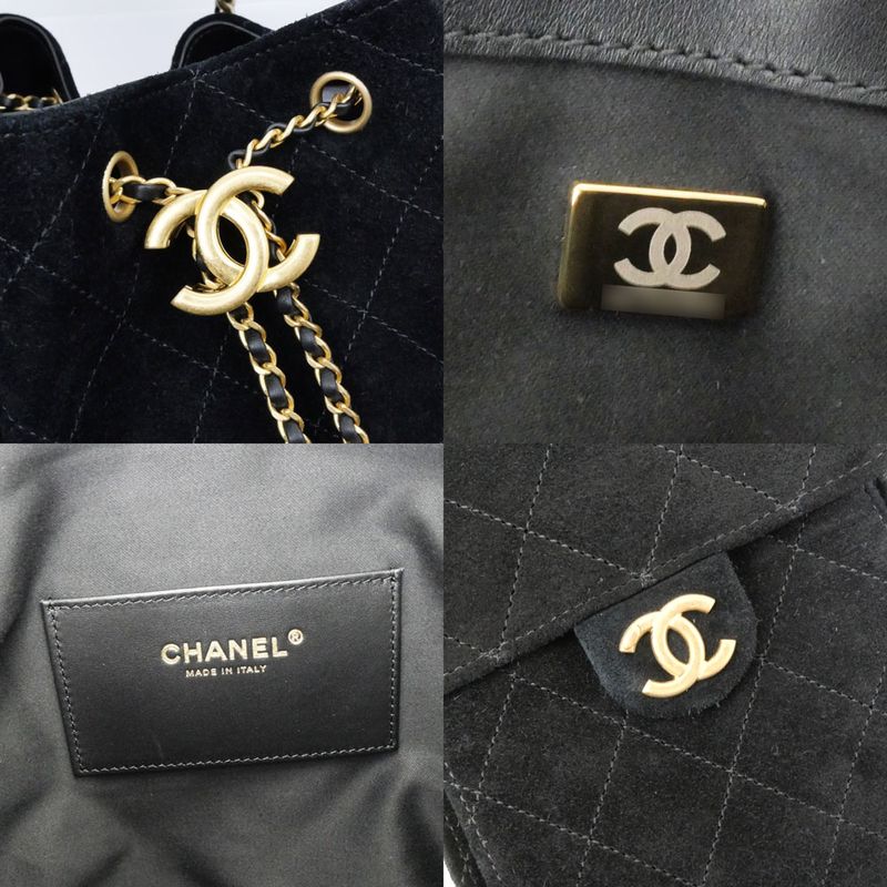 Chanel 25 Medium Handbag As5311 Black Gold Hardware Suede Drawstring