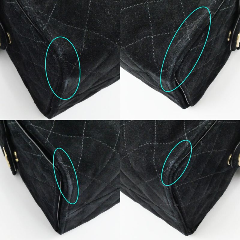 Chanel 25 Medium Handbag As5311 Black Gold Hardware Suede Drawstring