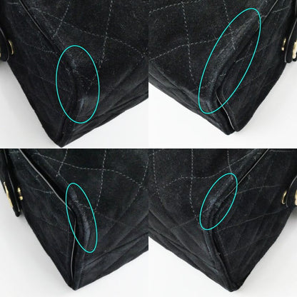 Chanel 25 Medium Handbag As5311 Black Gold Hardware Suede Drawstring