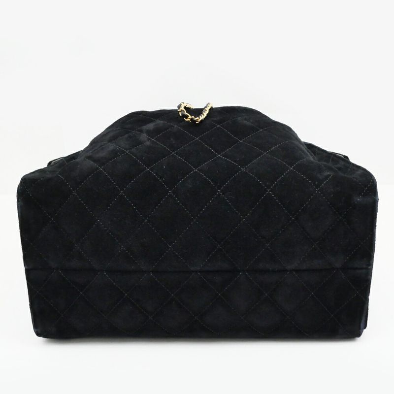Chanel 25 Medium Handbag As5311 Black Gold Hardware Suede Drawstring