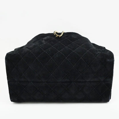 Chanel 25 Medium Handbag As5311 Black Gold Hardware Suede Drawstring