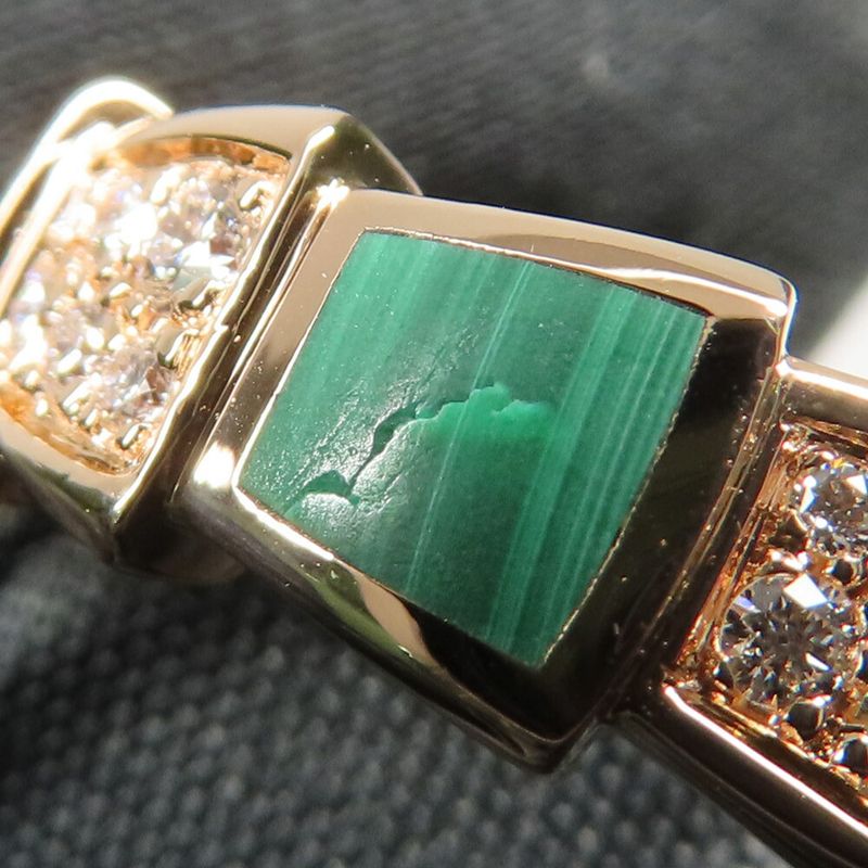 Bvlgari Ring Serpenti Vipa-750pg 18K Pink Gold Diamond Malachite 51
