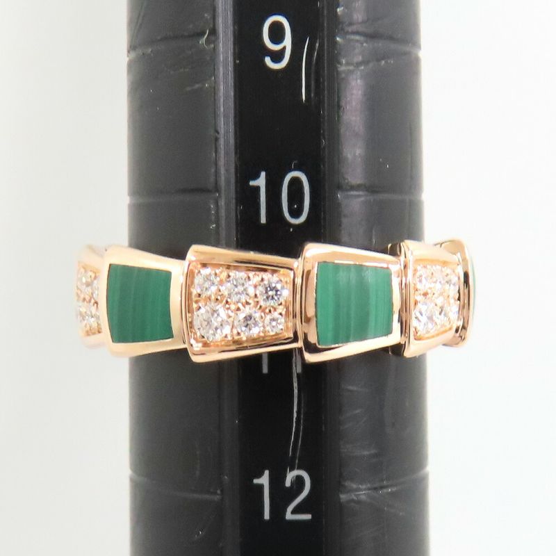 Bvlgari Ring Serpenti Vipa-750pg 18K Pink Gold Diamond Malachite 51