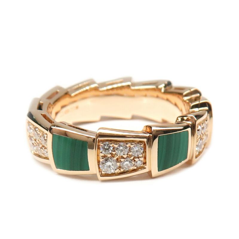 Bvlgari Ring Serpenti Vipa-750pg 18K Pink Gold Diamond Malachite 51