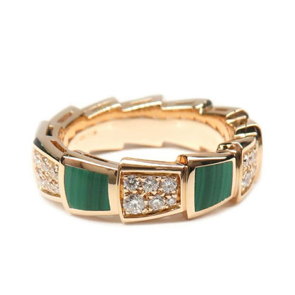 Bvlgari Ring Serpenti Vipa-750pg 18K Pink Gold Diamond Malachite 51