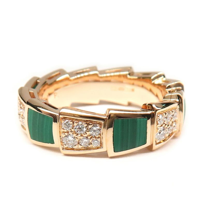 Bvlgari Ring Serpenti Vipa-750pg 18K Pink Gold Diamond Malachite 51