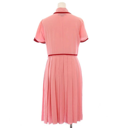 Gucci Silk Pleated Dress Short Sleeve Knee Length Ruffles 38 Pink 429049 KH