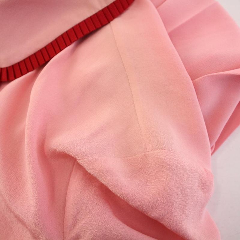 Gucci Silk Pleated Dress Short Sleeve Knee Length Ruffles 38 Pink 429049 KH