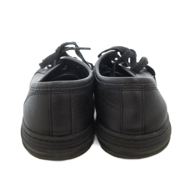 Gucci Sneakers Shoes Leather Low Cut Logo Plate 35 Black Ff • Gy19