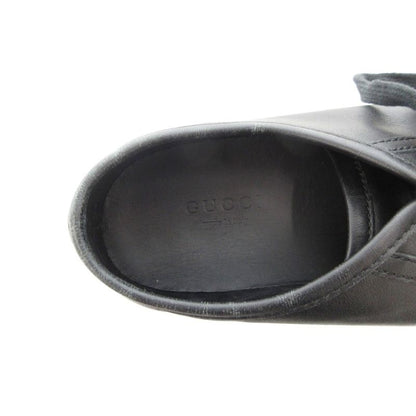 Gucci Sneakers Shoes Leather Low Cut Logo Plate 35 Black Ff • Gy19