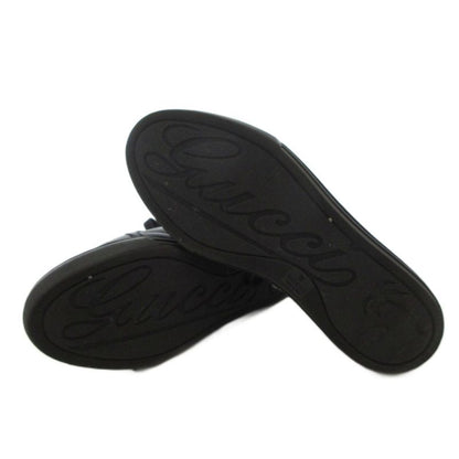 Gucci Sneakers Shoes Leather Low Cut Logo Plate 35 Black Ff • Gy19