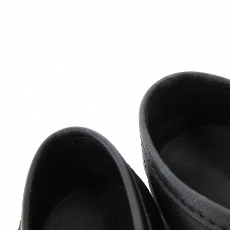 Gucci Sneakers Shoes Leather Low Cut Logo Plate 35 Black Ff • Gy19