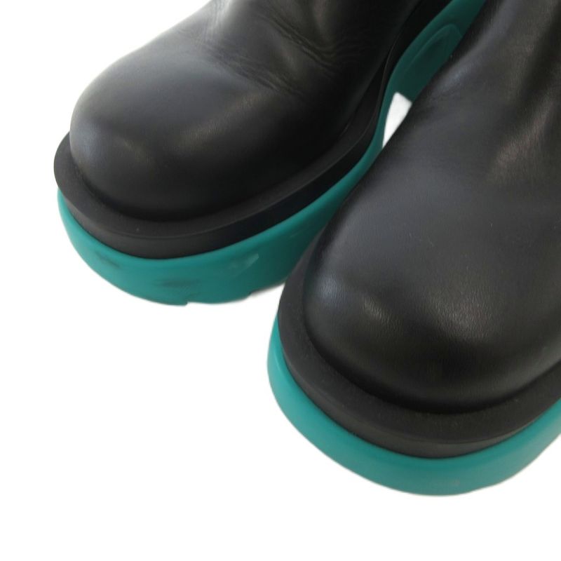 Bottega Veneta Flash Sabot Sandals Shoes Thick Sole Bicolor Leather Black Green