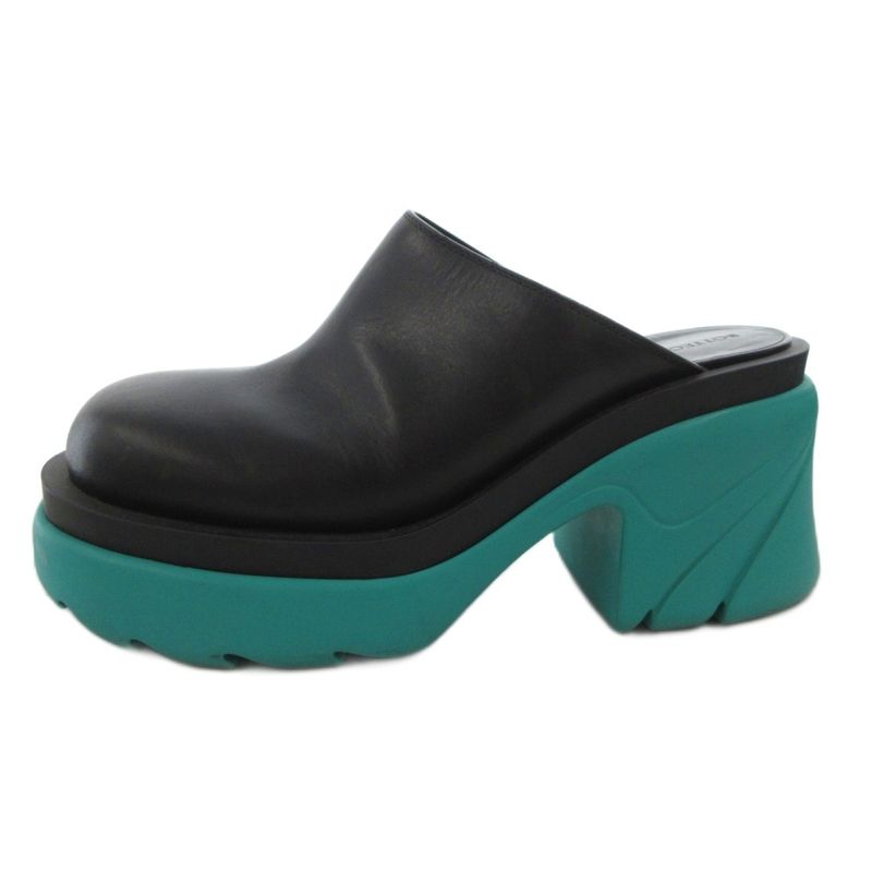 Bottega Veneta Flash Sabot Sandals Shoes Thick Sole Bicolor Leather Black Green