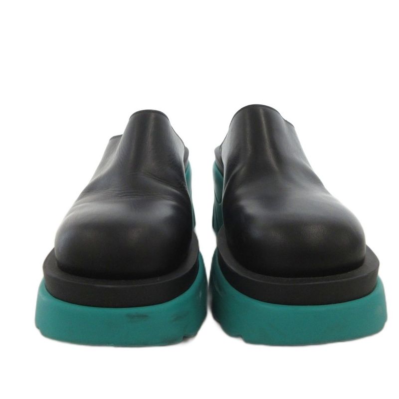 Bottega Veneta Flash Sabot Sandals Shoes Thick Sole Bicolor Leather Black Green