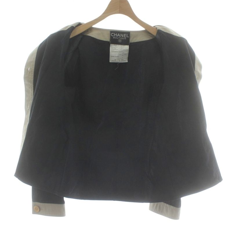 Chanel Setup Top and Bottom Collarless Jacket Single Shoulder Pad Gold Button