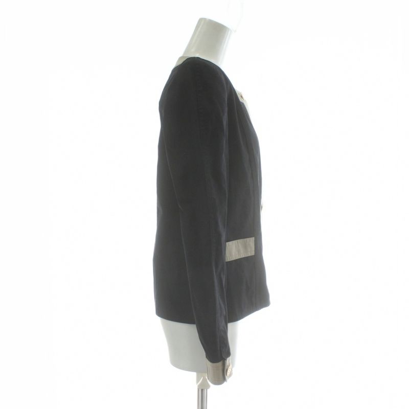 Chanel Setup Top and Bottom Collarless Jacket Single Shoulder Pad Gold Button