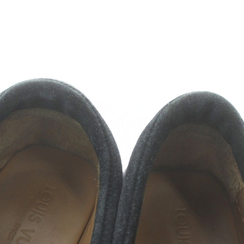 Louis Vuitton Slip-on Sneakers Suede Low Cut 8.5 27.5cm (10.83in) Black Xz •