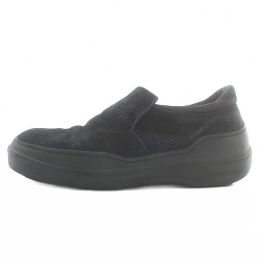 Louis Vuitton Slip-on Sneakers Suede Low Cut 8.5 27.5cm (10.83in) Black Xz •
