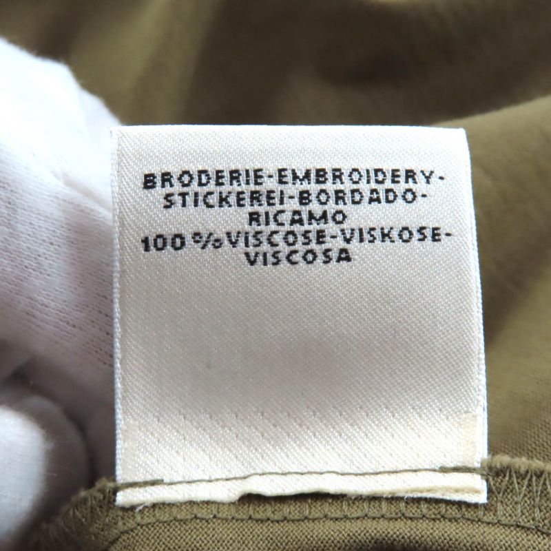 Hermes 100% Cotton Chaine D'ancre Pocket Crew Neck Short Sleeve Dress Khaki 38