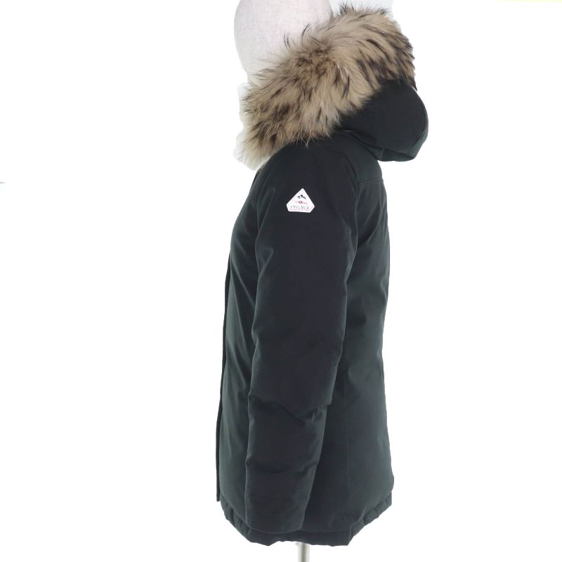 Pyrenex Bordeaux Raccoon Fur Hooded Down Coat Black 36 Made in Bulgari a Genuine