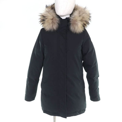 Pyrenex Bordeaux Raccoon Fur Hooded Down Coat Black 36 Made in Bulgari a Genuine