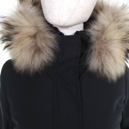 Pyrenex Bordeaux Raccoon Fur Hooded Down Coat Black 36 Made in Bulgari a Genuine
