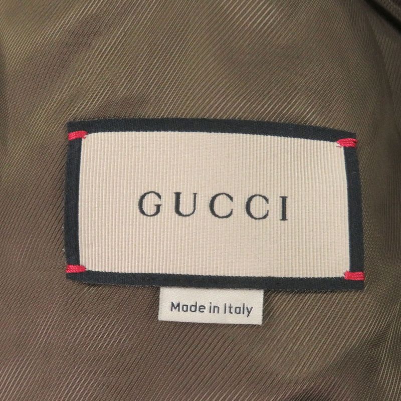 Gucci 639261 Llama Wool GG Stripe Covered Button Long Chester Coat Green 48