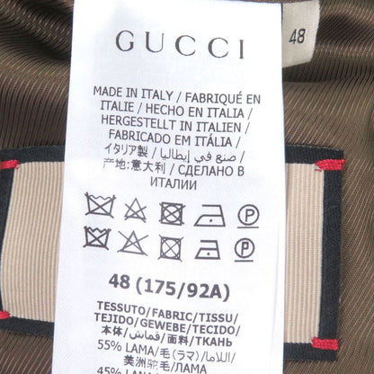 Gucci 639261 Llama Wool GG Stripe Covered Button Long Chester Coat Green 48