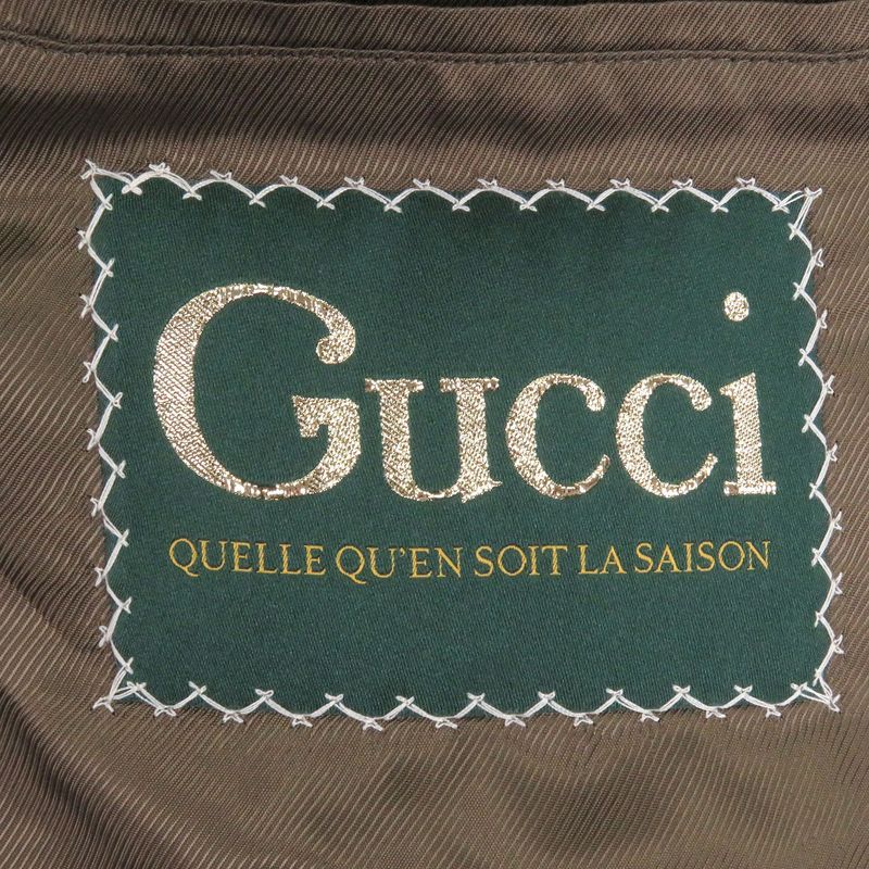 Gucci 639261 Llama Wool GG Stripe Covered Button Long Chester Coat Green 48