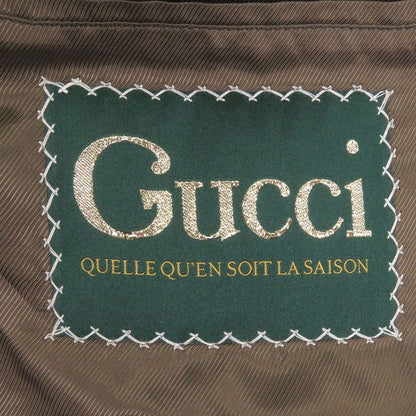 Gucci 639261 Llama Wool GG Stripe Covered Button Long Chester Coat Green 48