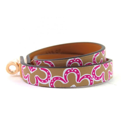 Hermes Mini Kelly Double Tour Lucky Daisy Leather Bracelet Brown W Engraved