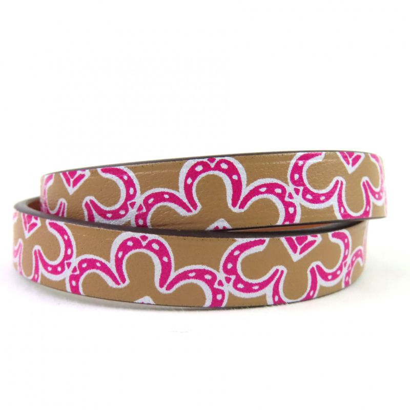 Hermes Mini Kelly Double Tour Lucky Daisy Leather Bracelet Brown W Engraved