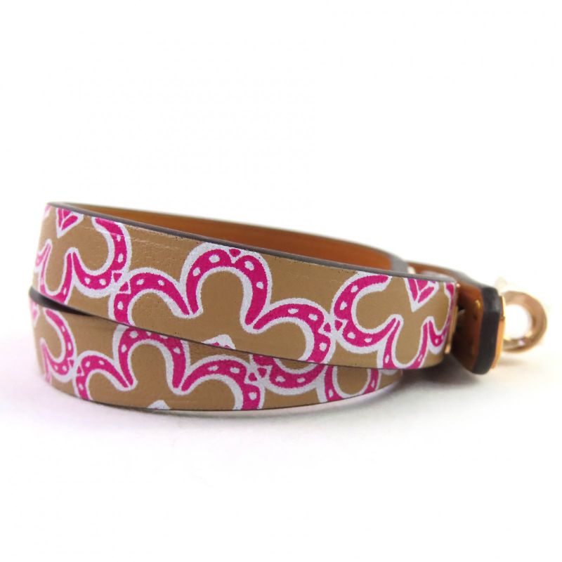 Hermes Mini Kelly Double Tour Lucky Daisy Leather Bracelet Brown W Engraved