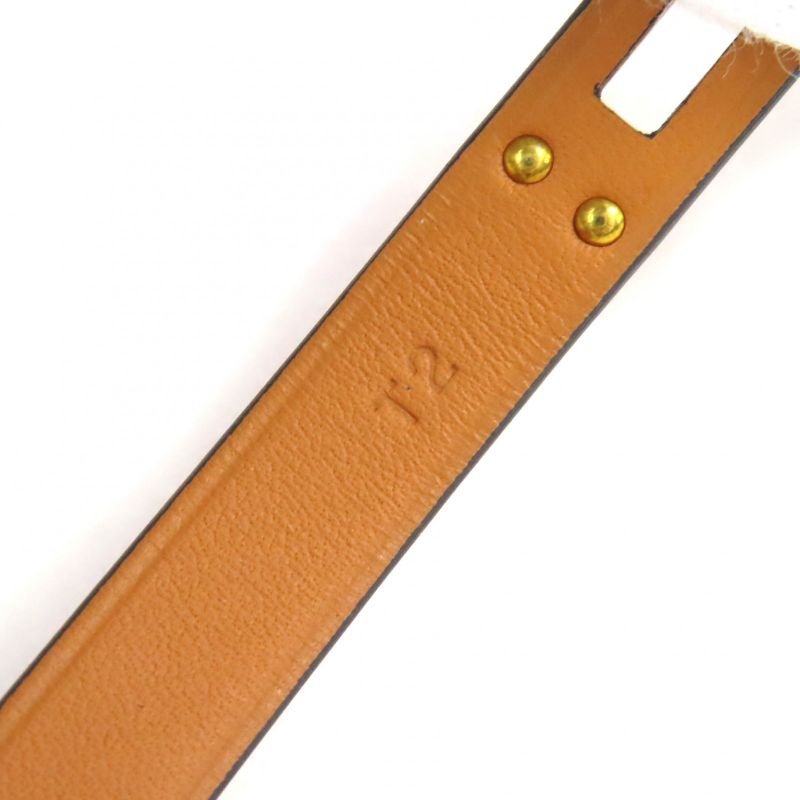 Hermes Mini Kelly Double Tour Lucky Daisy Leather Bracelet Brown W Engraved