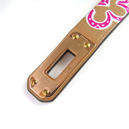 Hermes Mini Kelly Double Tour Lucky Daisy Leather Bracelet Brown W Engraved