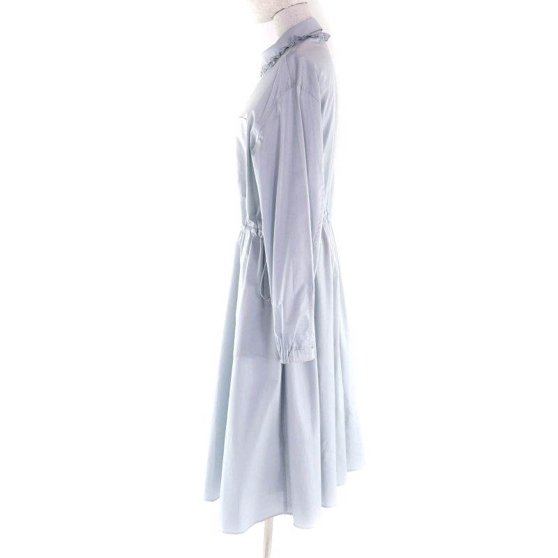 Hermes 2024 Made 4h0571dv 100% Cotton Ruffle Collar Long Sleeve Zip Up Dress