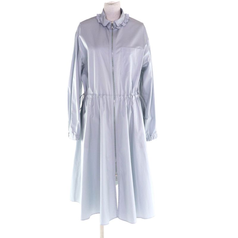 Hermes 2024 Made 4h0571dv 100% Cotton Ruffle Collar Long Sleeve Zip Up Dress
