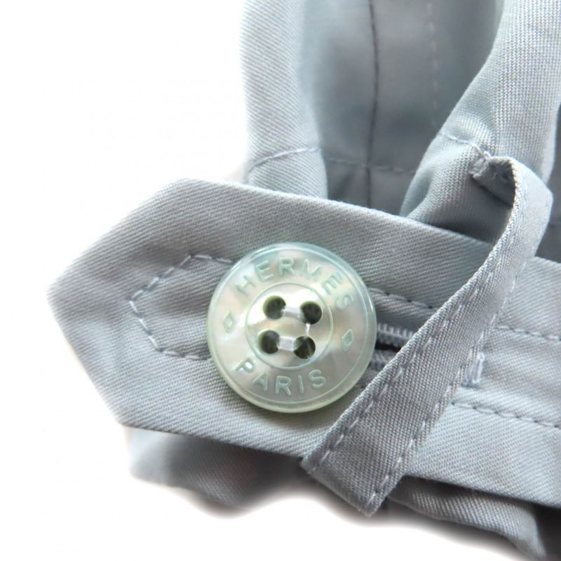 Hermes 2024 Made 4h0571dv 100% Cotton Ruffle Collar Long Sleeve Zip Up Dress