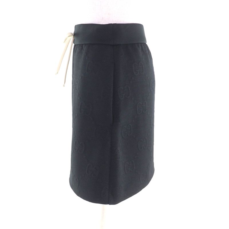 Gucci 22aw 655183 Polyester GG Pattern Jersey Jacquard Skirt Bottoms Black XS