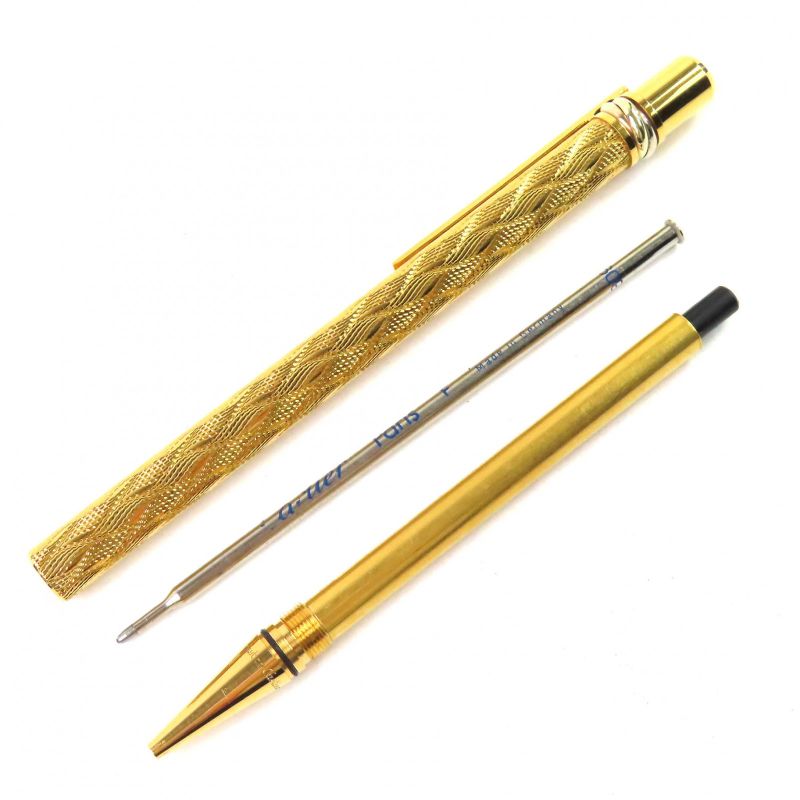 Cartier Must de Cartier Trinity Wave Pattern Twist Ballpoint Pen Gold Men's
