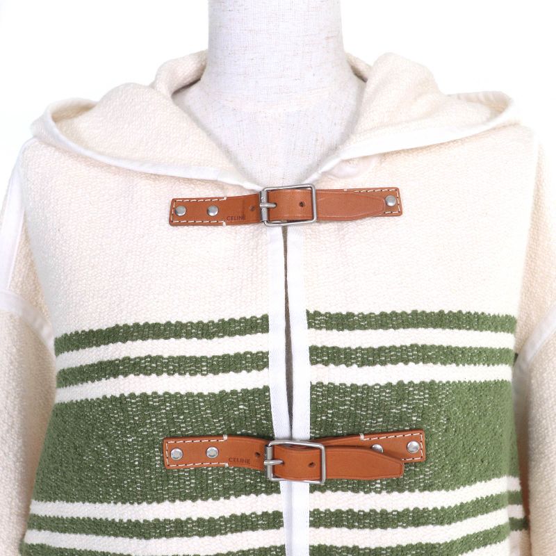 Celine 23ss 2v81g285q Cotton Logo Shape Pressed Leather Belt Hardware Hooded