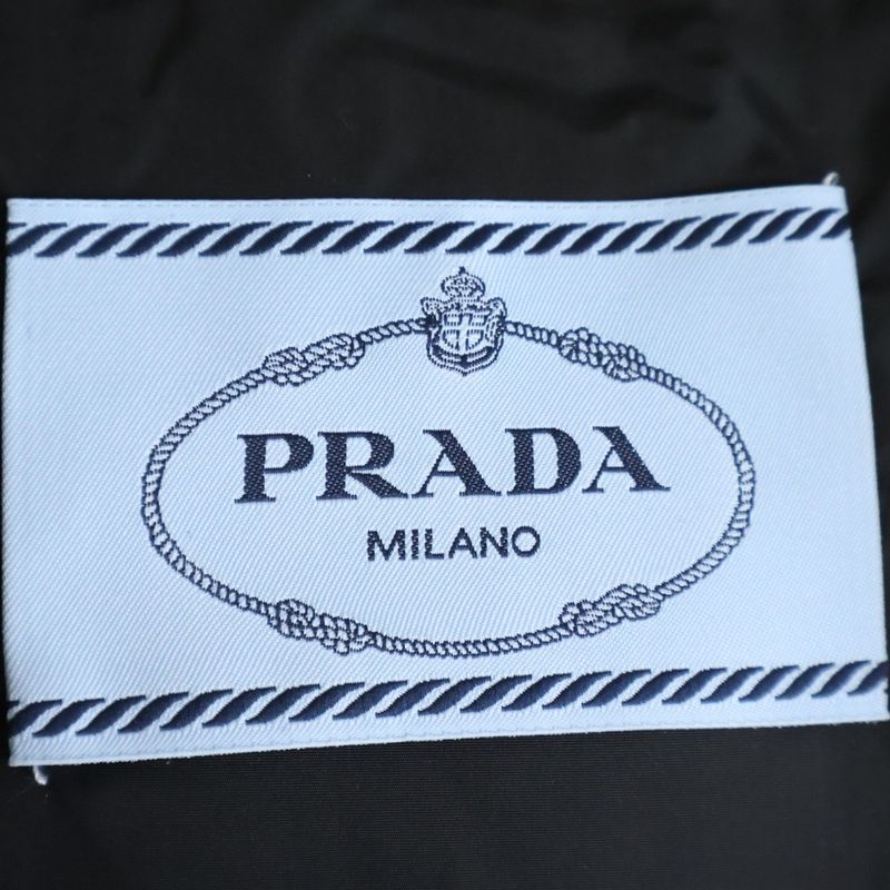 Prada 22AW Triangle Logo Plate Silk Blend Acetate Hooded Zip Up Down Jacket