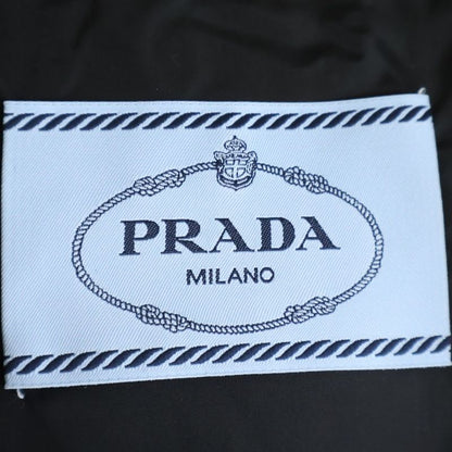 Prada 22AW Triangle Logo Plate Silk Blend Acetate Hooded Zip Up Down Jacket