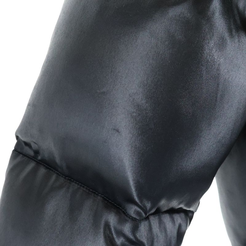 Prada 22AW Triangle Logo Plate Silk Blend Acetate Hooded Zip Up Down Jacket