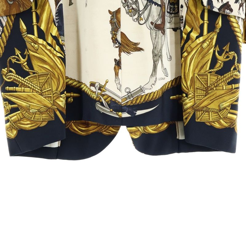 Hermes Allover Print Silk 3B Tailored Jacket Yellow Beige 702019dc