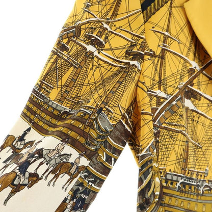 Hermes Allover Print Silk 3B Tailored Jacket Yellow Beige 702019dc