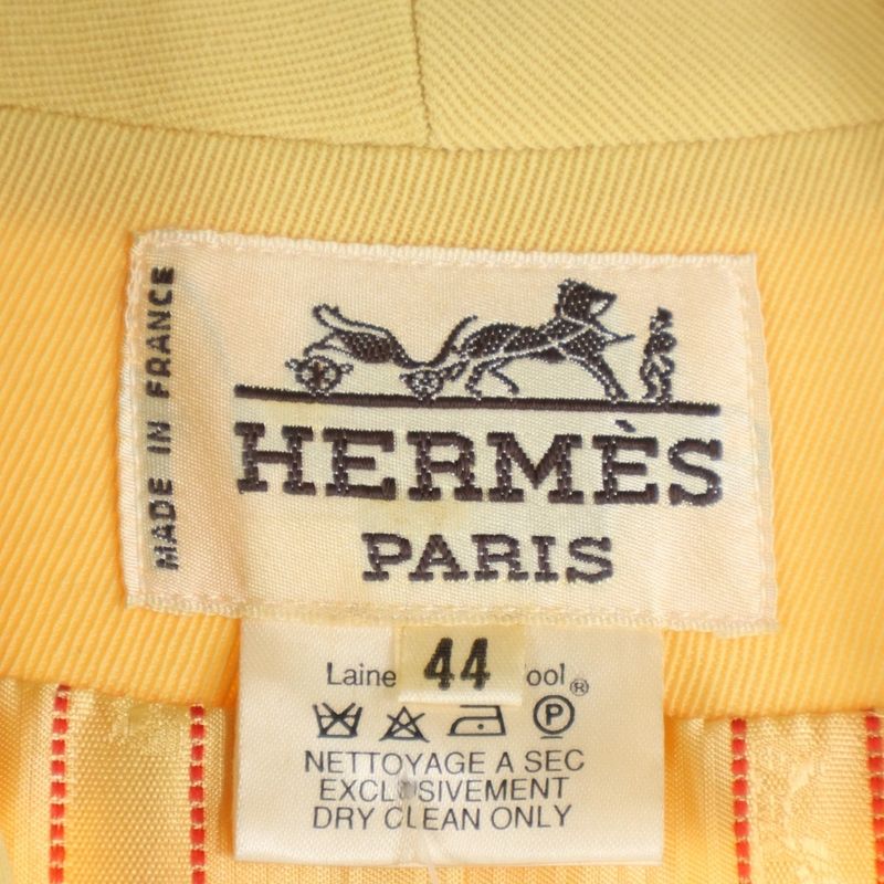 Hermes Wool 7B Tailored Long Jacket Yellow Women's
